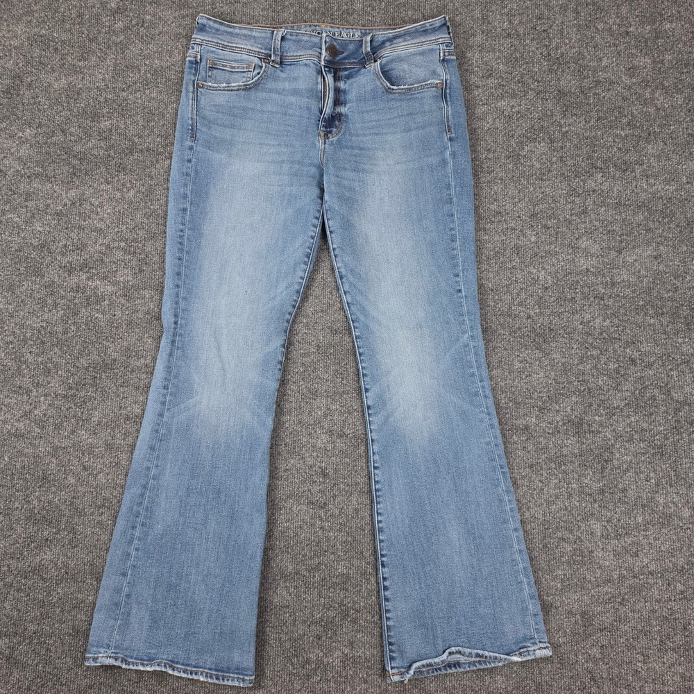 American Eagle Kick Boot Jeans Women's 12 Med Wash Mid Rise Stretch X Blue Denim